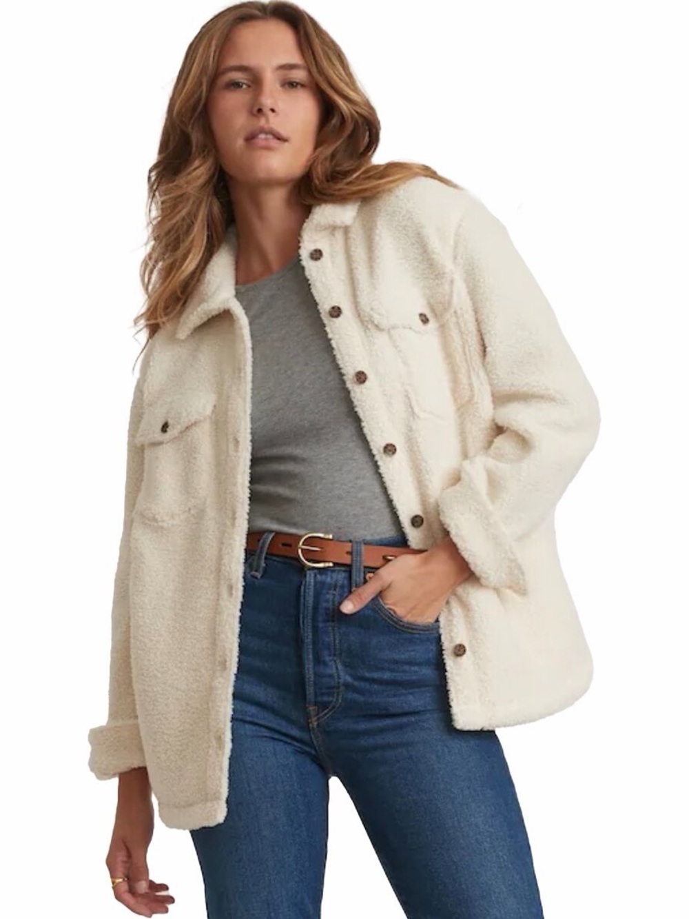✨ Marine Layer Eden Sherpa Overshirt Women's Small Jacket Fleece Cozy Shacket